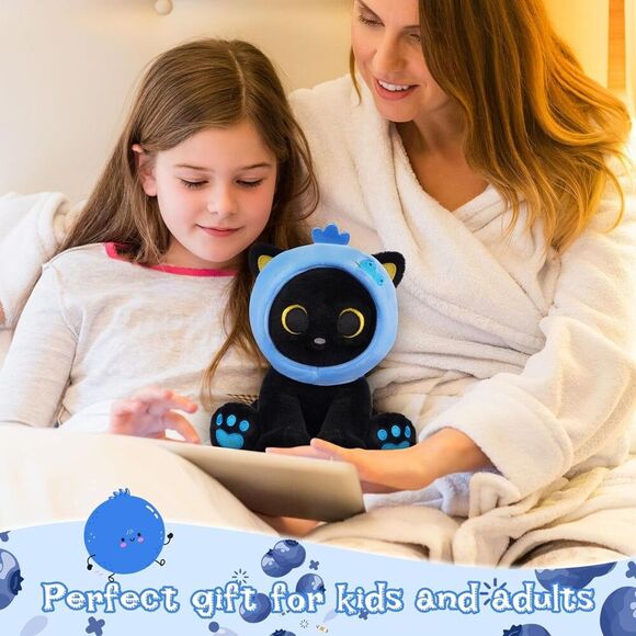 8inch Blueberry Black Cat Plush Stuffed Animals For Kids - Picture 5 of 5